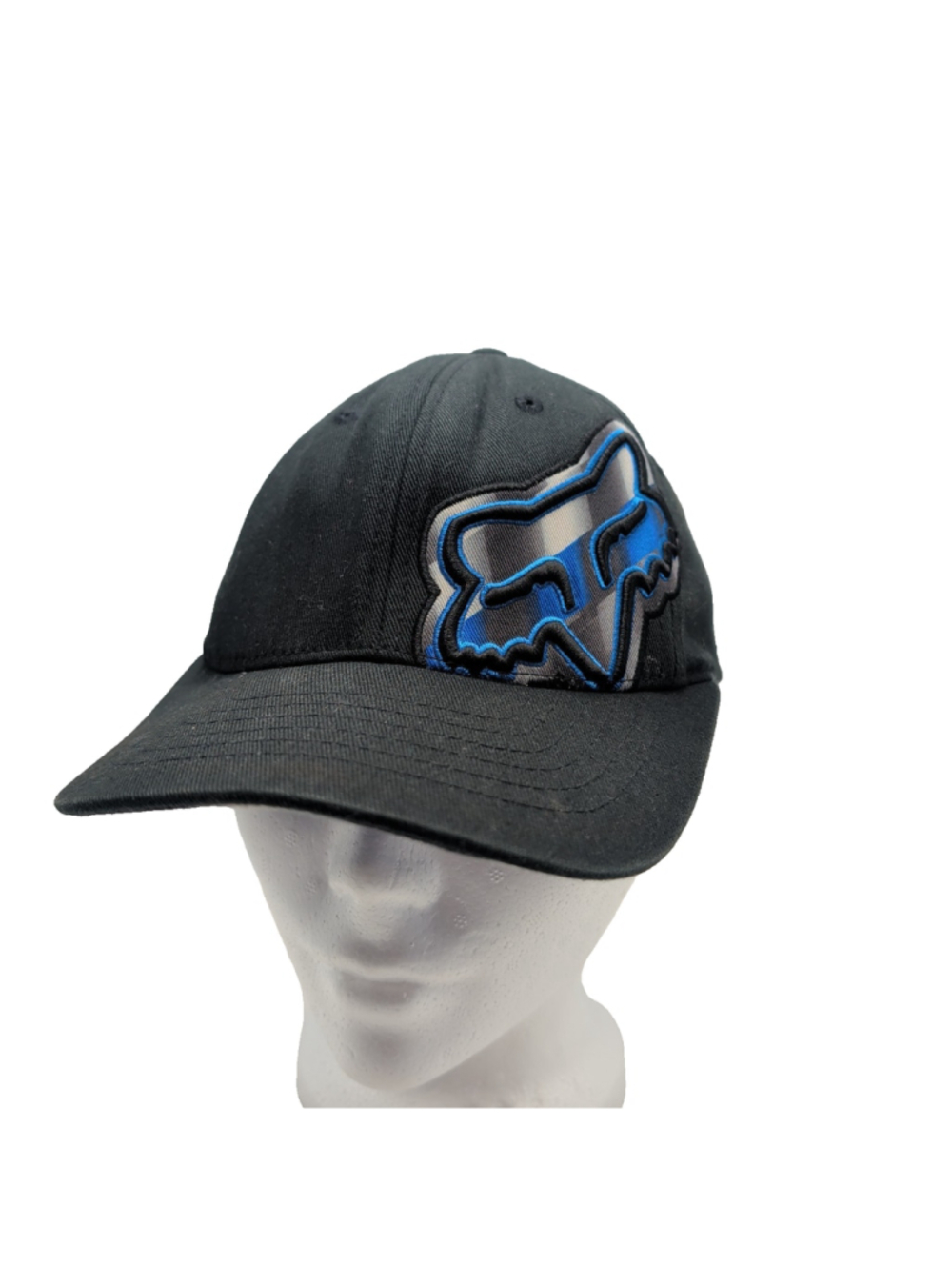 Fox Racing Hat Black Blue Flexfit Youth Cote Skater Y2K Skater Punk Moto Grunge